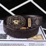 AAA Replica Versace Black Leather Belt With Bronze Engraved Medusa Buckle 